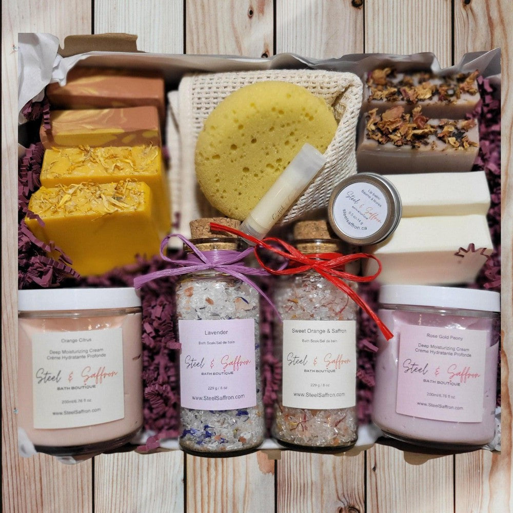 Deluxe Natural Bath Gift Set - Steel & Saffron Bath Boutique Inc.