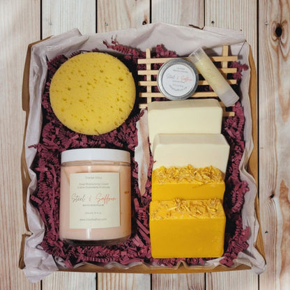 9 Piece - Natural Moisturizing Cream + Natural Soap Bath Gift Sets - Steel & Saffron Bath Boutique Inc.